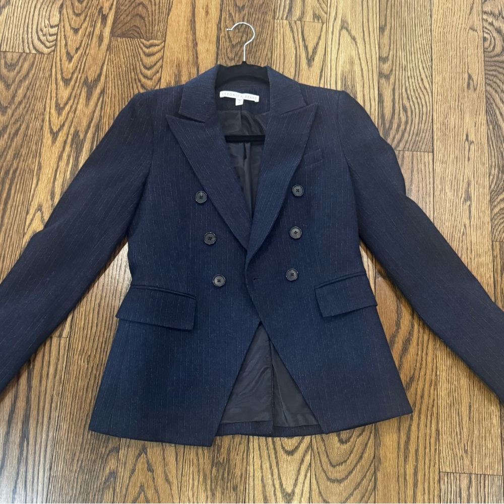 Veronica Beard Navy Striped Blazer